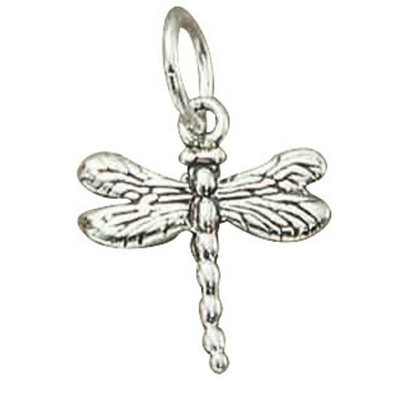 Sterling Silver Womens 1mm Box Chain Small 3D Dragonfly Pendant Necklace 